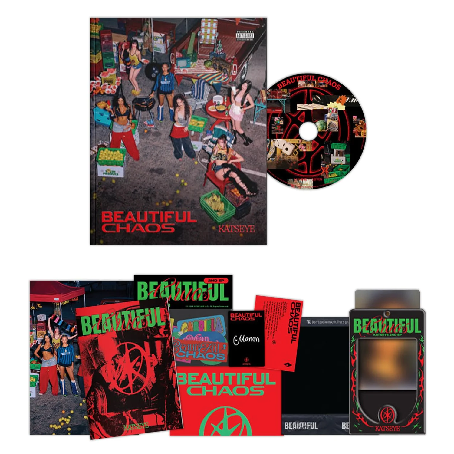 KATSEYE Beautiful Chaos Ver Photobook Gift Set With Photocard Poster Sticker Mini Zine - KATSEYE MERCH​