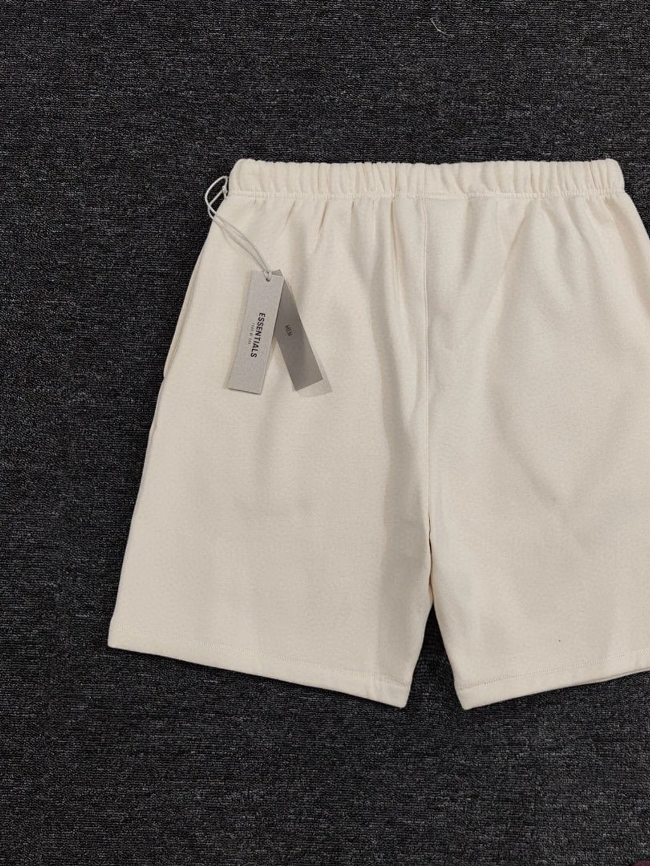 Essentials Light Oatmeal Double-Row Flocked Shorts | US Warehouse - Lulualo