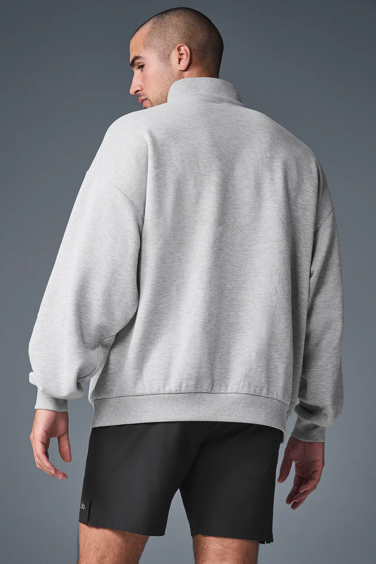 Alo Gray Men's Half-Zip Mock-Neck Sweatshirt | US Warehouse - Lulualo