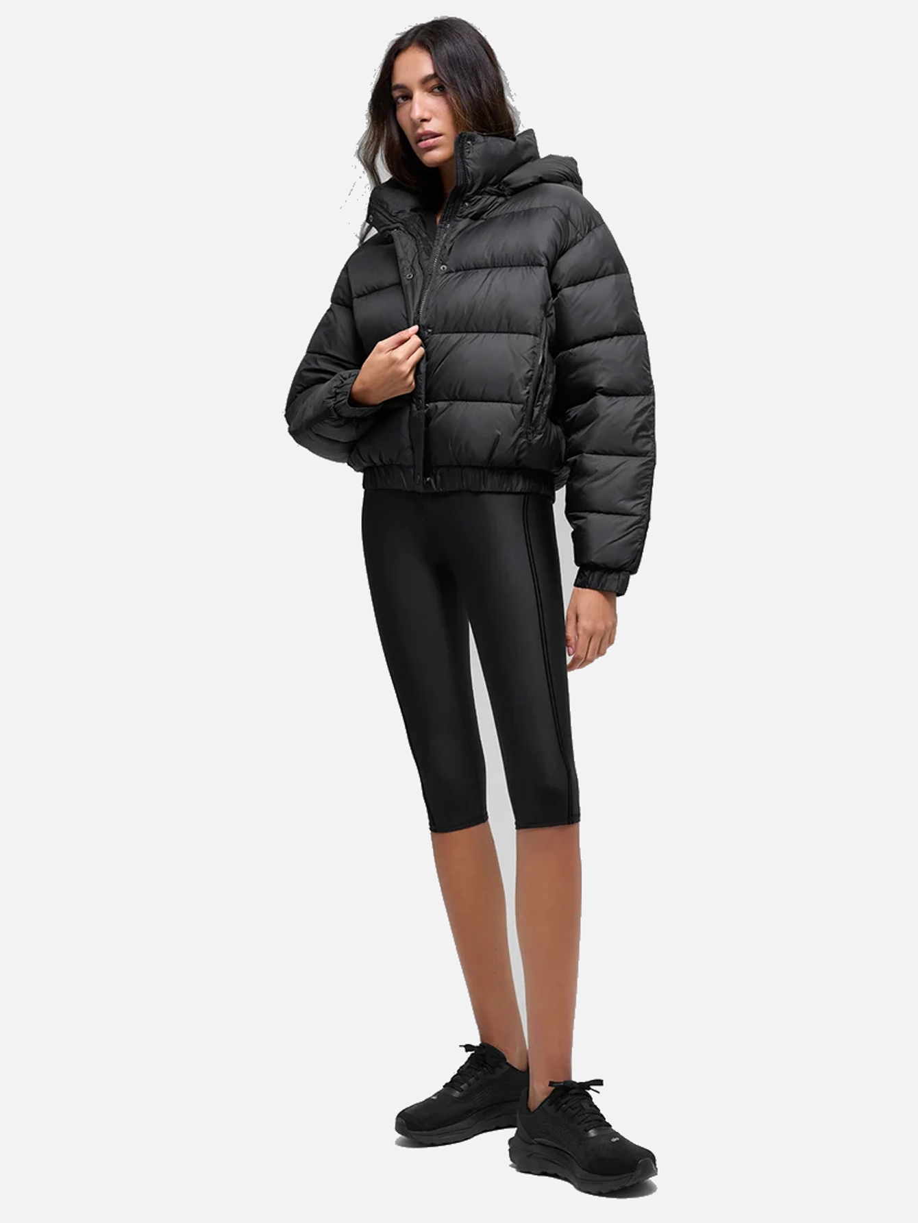 Alo Aspen Love Cropped Hooded Puffer Jacket - Black - Lulualo