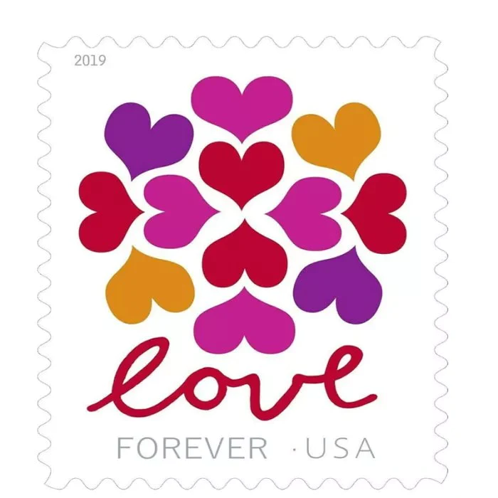 2019 Hearts Blossom Love Stamps 100pcs/Pack