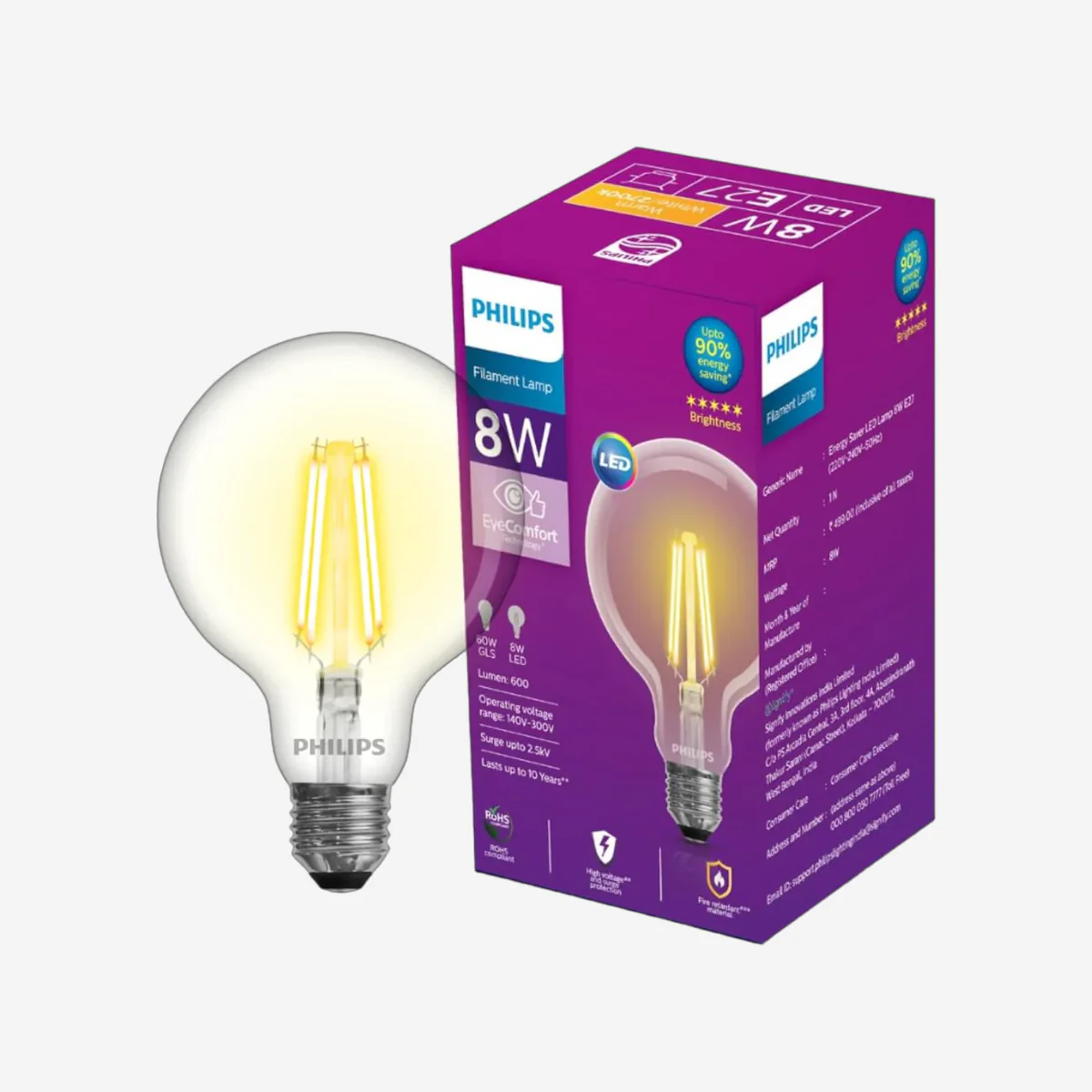 Philips Filament LED Bulb (E27 base, G95 bulb)