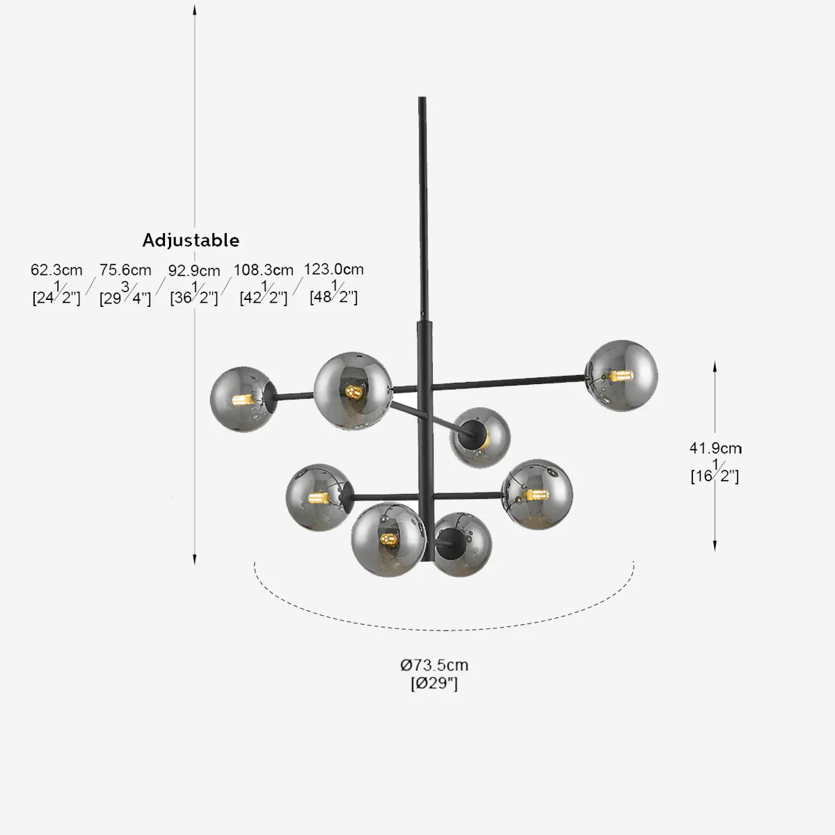Philips Celestial 8 head Chandelier (Matte Black)