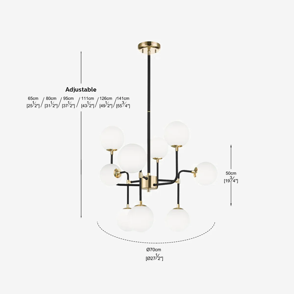 Philips Divine 9 head chandelier (French Gold)