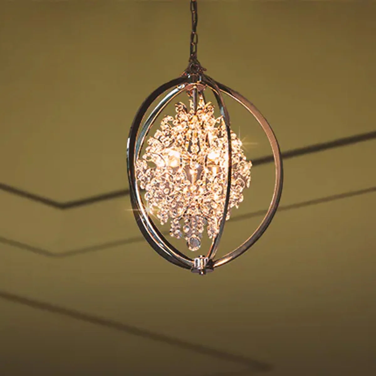 Philips Crescent suspended Chandelier (Ivory Gold)