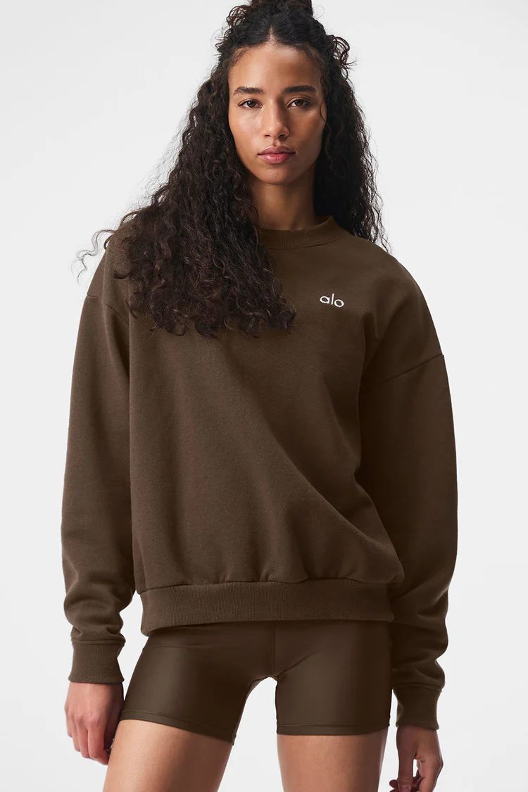 Alo solid color crew neck pullover long sleeve sweatshirt - Lulualo