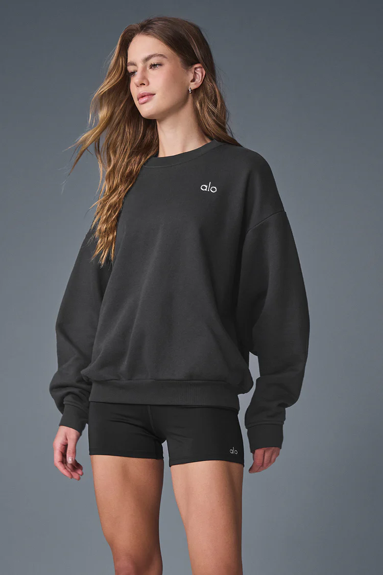 Alo solid color crew neck pullover long sleeve sweatshirt - Lulualo