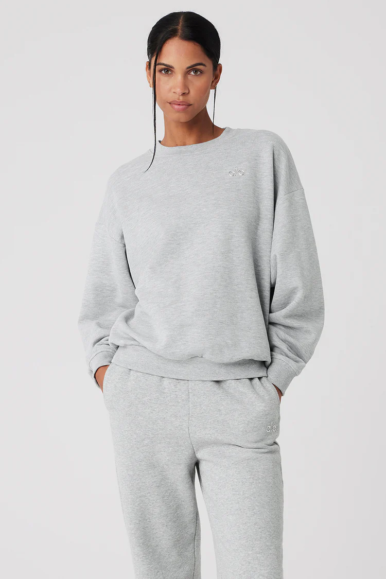 Alo solid color crew neck pullover long sleeve sweatshirt - Lulualo