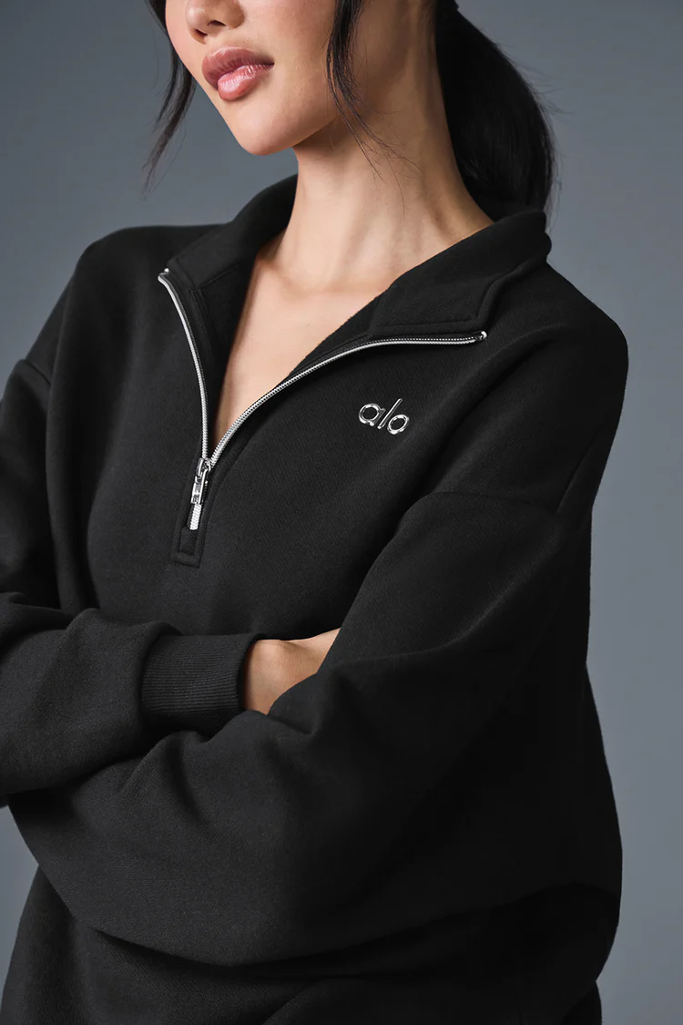 Alo stand-up collar solid color half-zip long-sleeved sweatshirt unisex - Lulualo