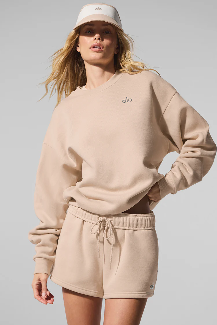 Alo solid color crew neck pullover long sleeve sweatshirt - Lulualo