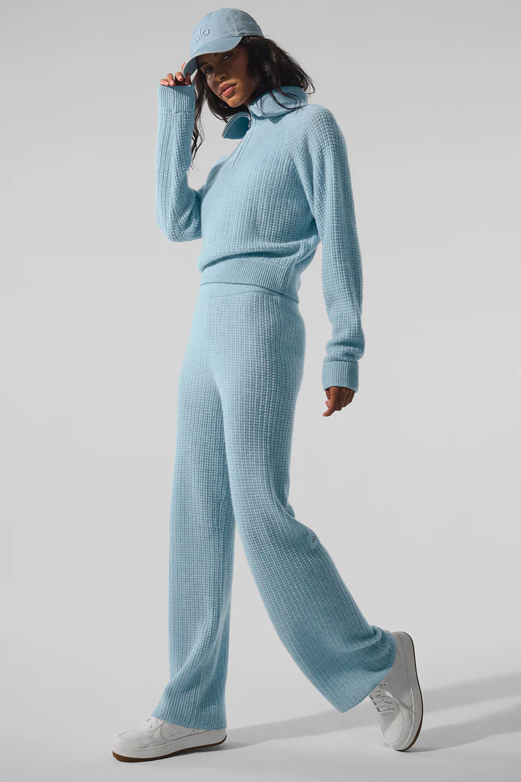 Alo Cashmere Plush Waffle 1/4 Zip Pullover+Legging Suit - Lulualo