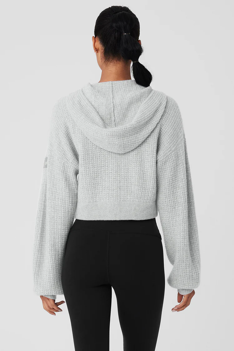Alo Cashmere Plush Waffle Full Zip Hoodie - Lulualo