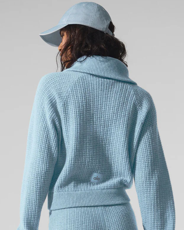 Alo Cashmere Plush Waffle 1/4 Zip Pullover - Lulualo