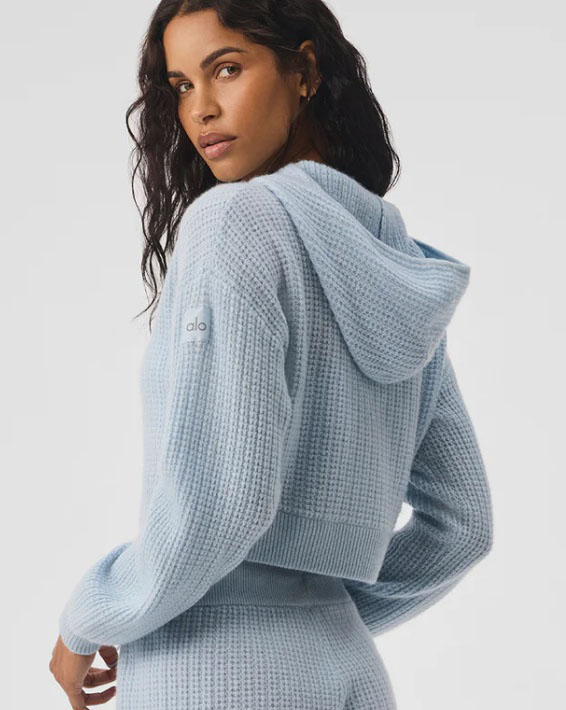 Alo Cashmere Plush Waffle Full Zip Hoodie - Lulualo