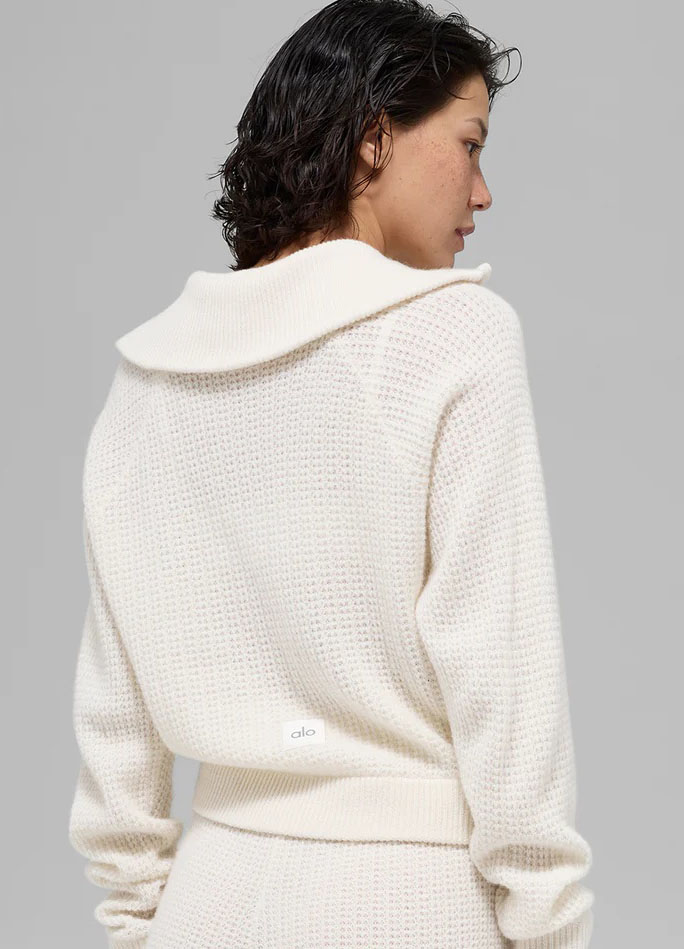 Alo Cashmere Plush Waffle 1/4 Zip Pullover - Lulualo
