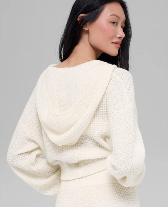 Alo Cashmere Plush Waffle Full Zip Hoodie - Lulualo