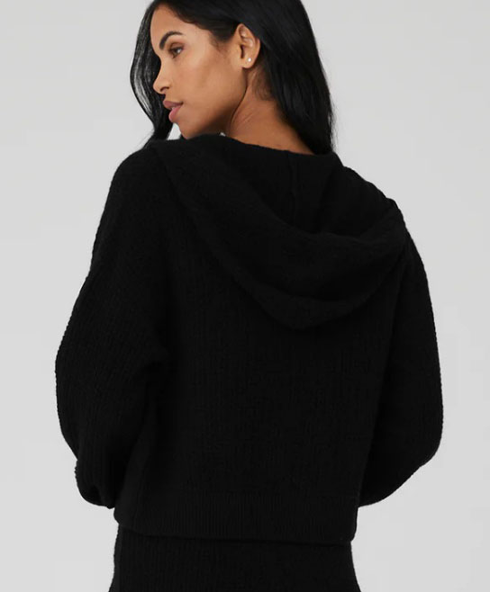 Alo Cashmere Plush Waffle Full Zip Hoodie - Lulualo