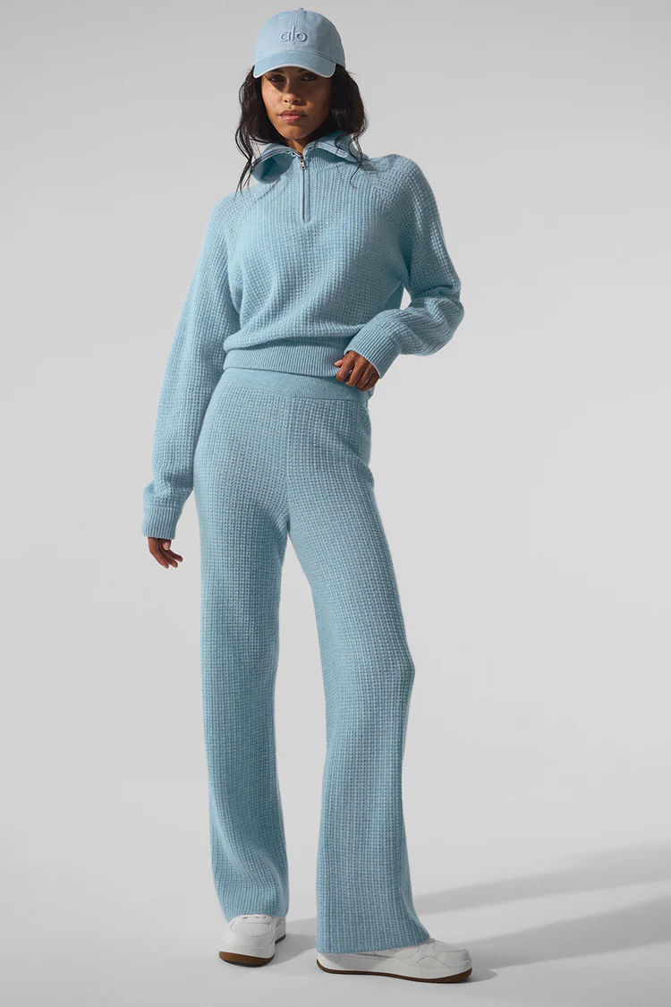 Alo Cashmere Plush Waffle 1/4 Zip Pullover+Legging Suit - Lulualo