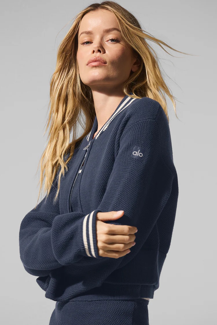 ALO Tennis Club Sweater Knit Full Zip Jacket - Lulualo