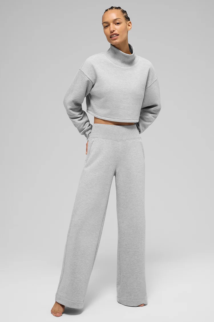ALO Cropped Serenity Coverup+Serenity Wide Leg Sweatpant Suit - Lulualo
