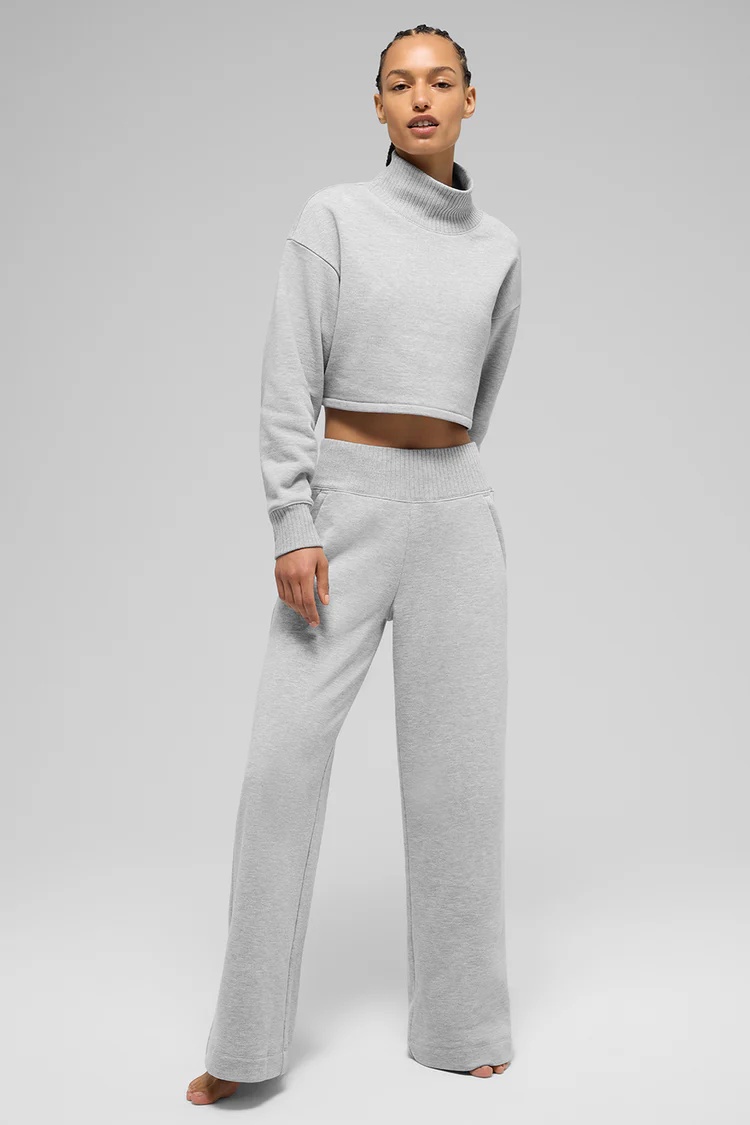 ALO Cropped Serenity Coverup+Serenity Wide Leg Sweatpant Suit - Lulualo