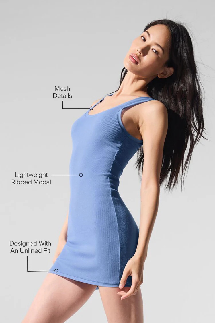 ALO Ribbed Mesh Secret Dress - Lulualo