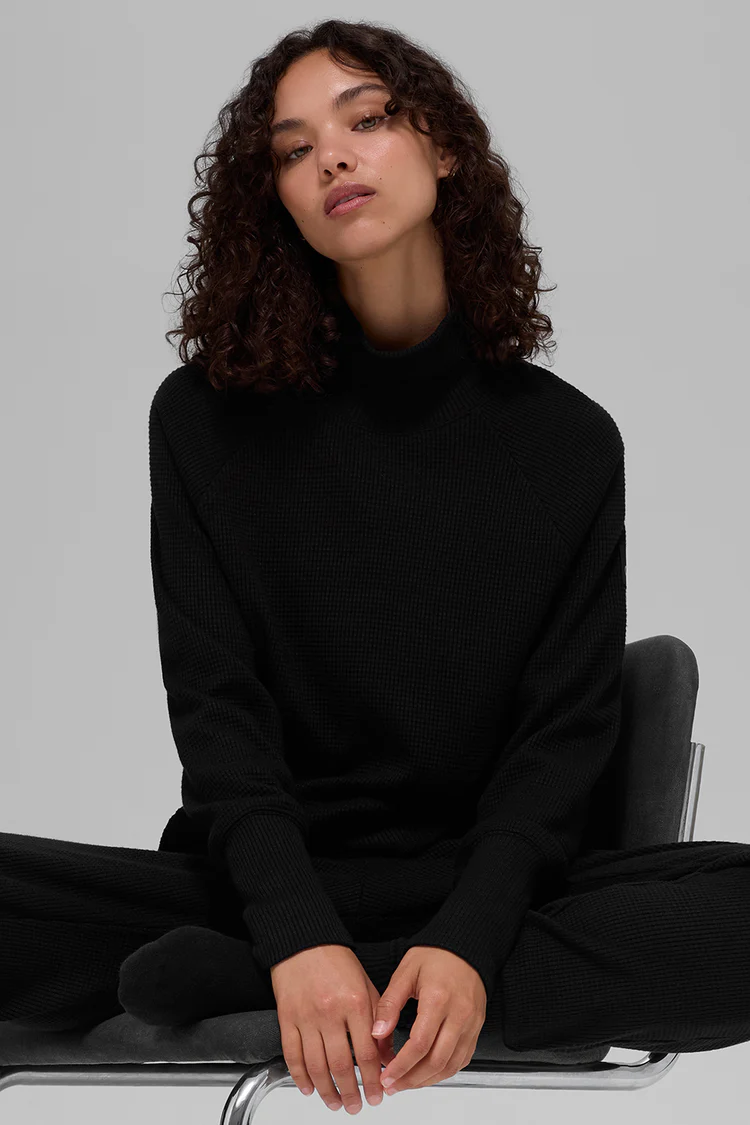 Alo Waffle Weekend Escape Mock Neck Long Sleeve - Lulualo