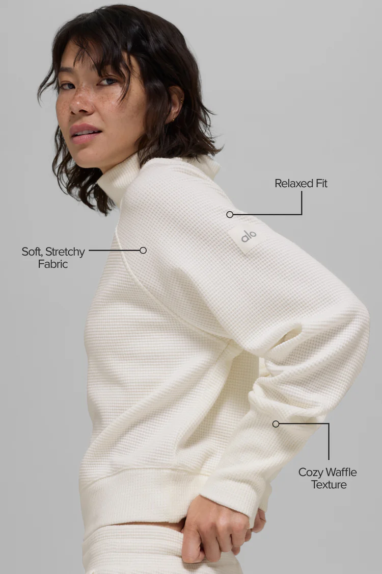 Alo Waffle Weekend Escape Mock Neck Long Sleeve - Lulualo