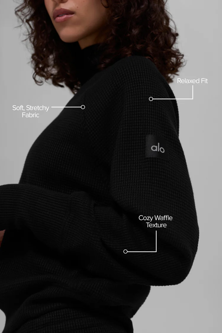 Alo Waffle Weekend Escape Mock Neck Long Sleeve - Lulualo
