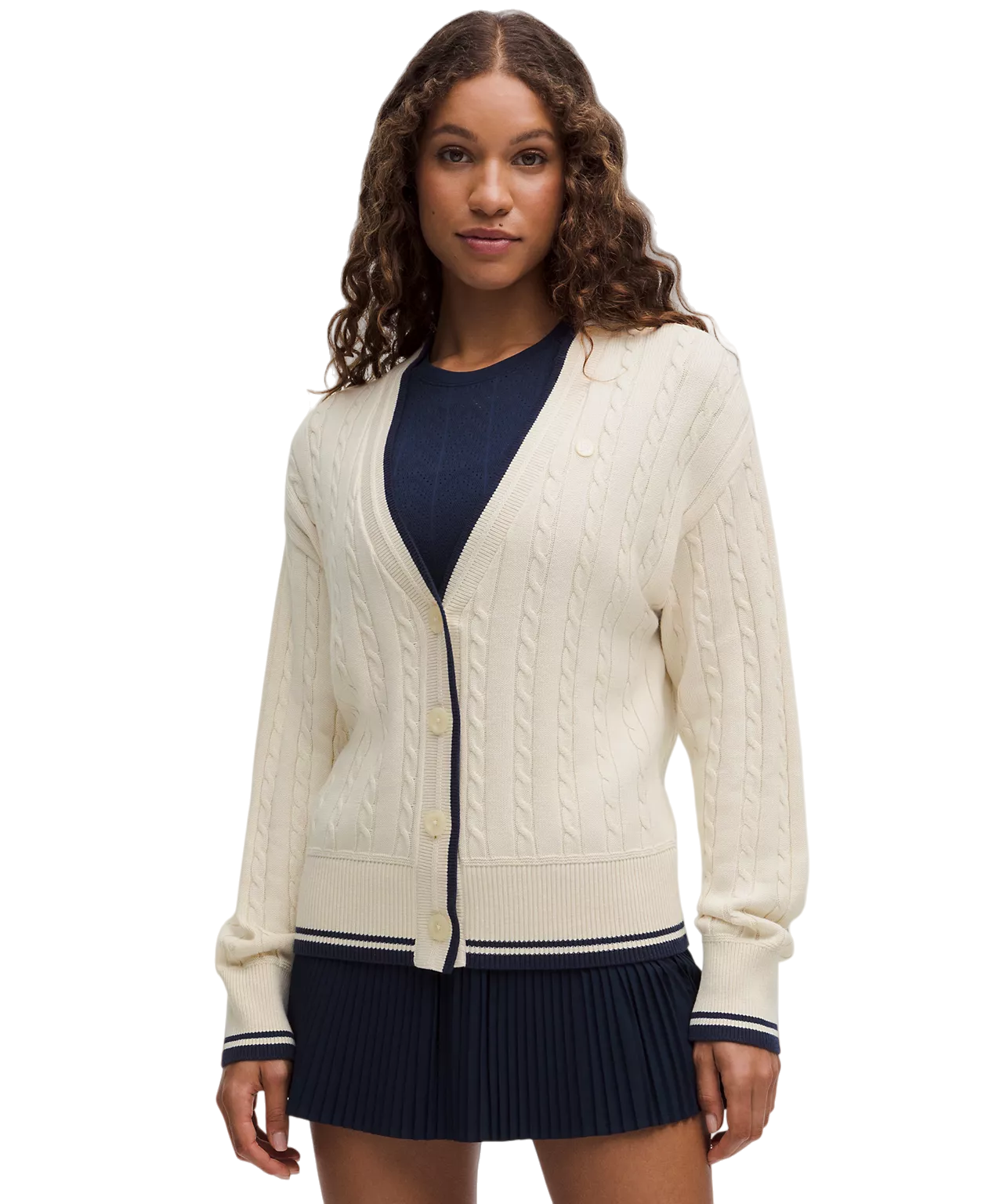Lululemon Cotton-Blend Cable-Knit Cardigan Tennis Club - Lulualo
