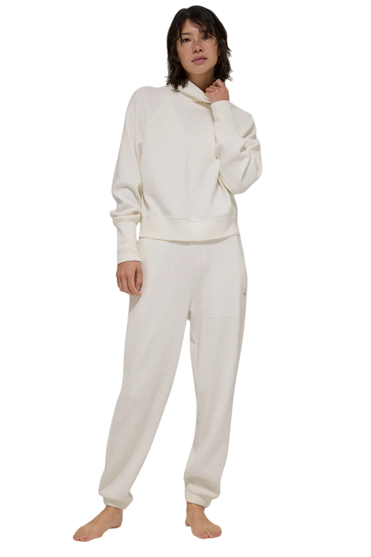 Alo Waffle Weekend Escape Mock Neck Long Sleeve+ Jogger Suit - Lulualo
