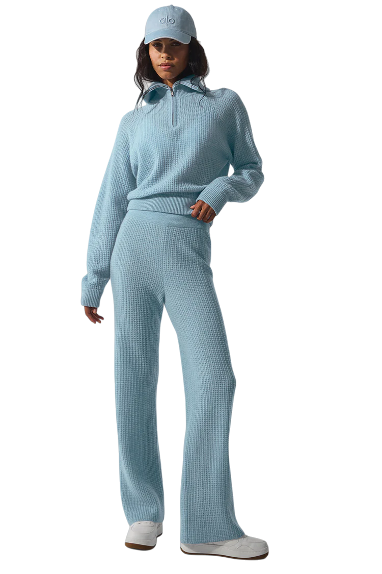 Alo Cashmere Plush Waffle 1/4 Zip Pullover+Legging Suit - Lulualo