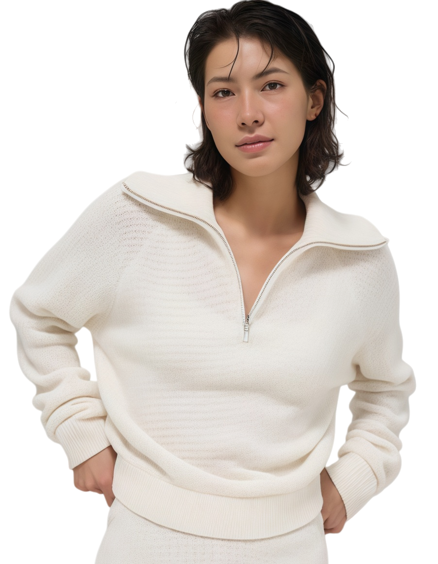Alo Cashmere Plush Waffle 1/4 Zip Pullover - Lulualo