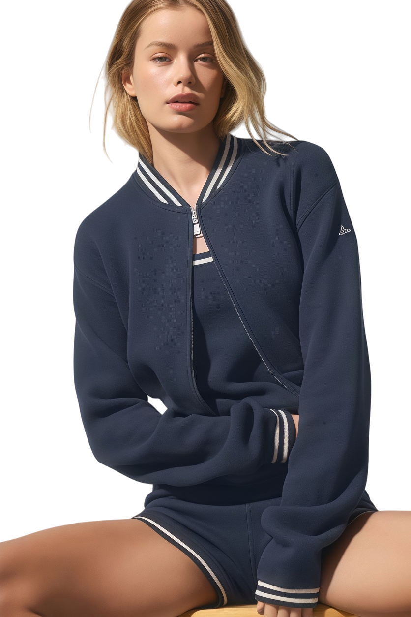ALO Tennis Club Sweater Knit Full Zip Jacket - Lulualo
