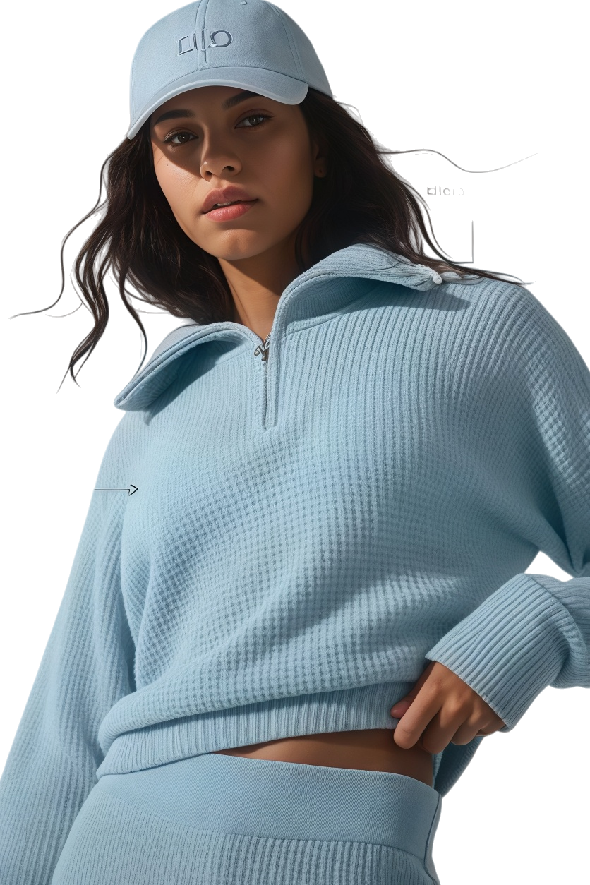 Alo Cashmere Plush Waffle 1/4 Zip Pullover - Lulualo
