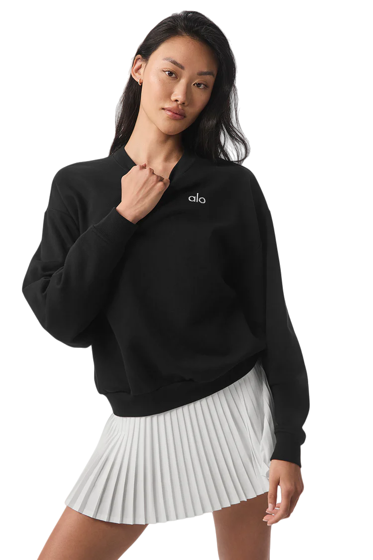 Alo solid color crew neck pullover long sleeve sweatshirt - Lulualo