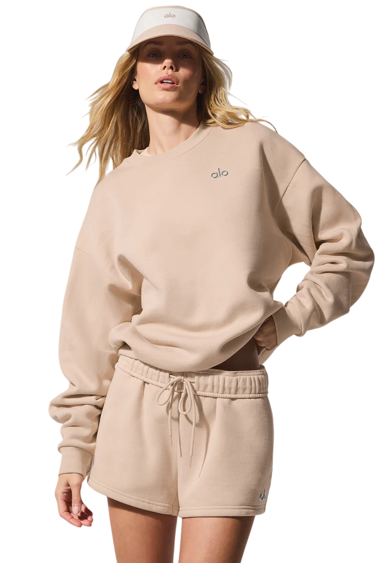 Alo solid color crew neck pullover long sleeve sweatshirt - Lulualo