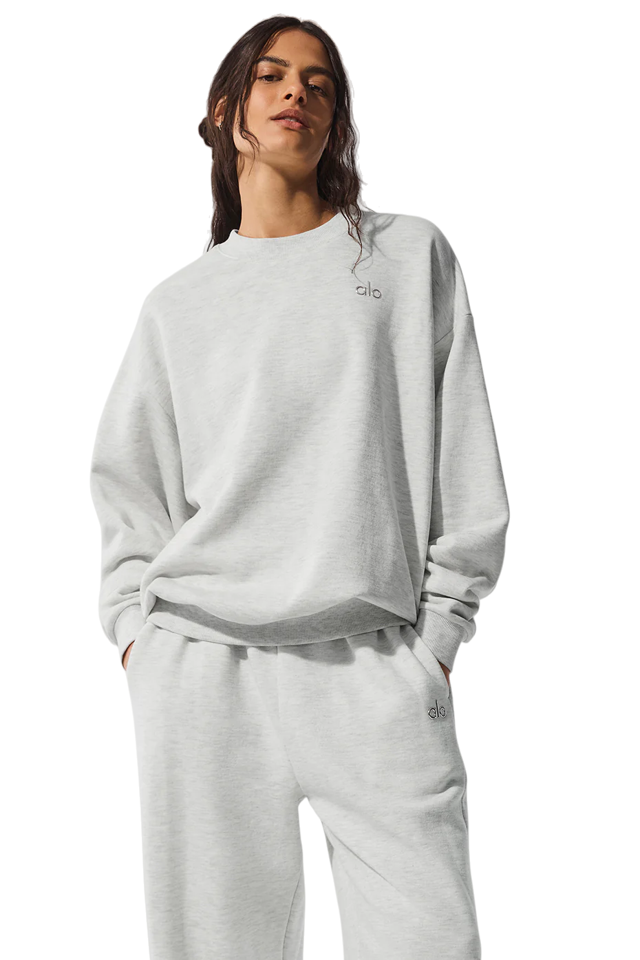 Alo solid color crew neck pullover long sleeve sweatshirt - Lulualo
