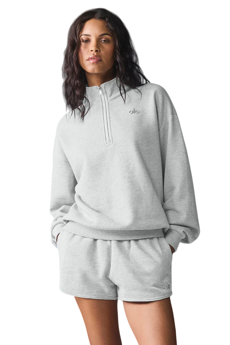 Alo stand-up collar solid color half-zip long-sleeved sweatshirt unisex - Lulualo