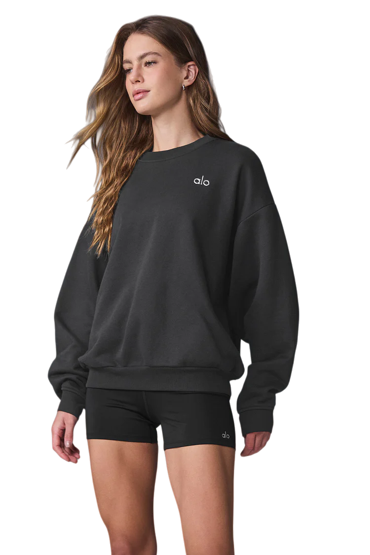 Alo solid color crew neck pullover long sleeve sweatshirt - Lulualo