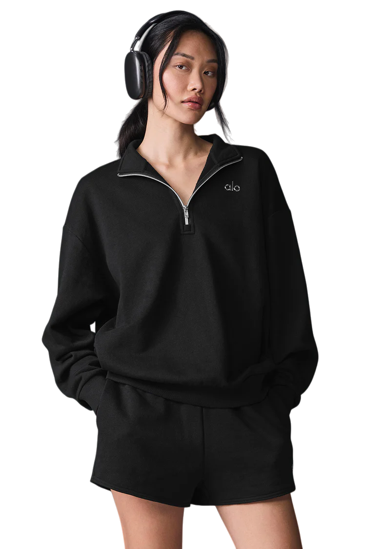 Alo stand-up collar solid color half-zip long-sleeved sweatshirt unisex - Lulualo