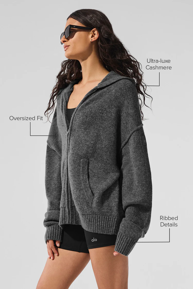 alo New Class Cashmere Full Zip Hoodie - Lulualo
