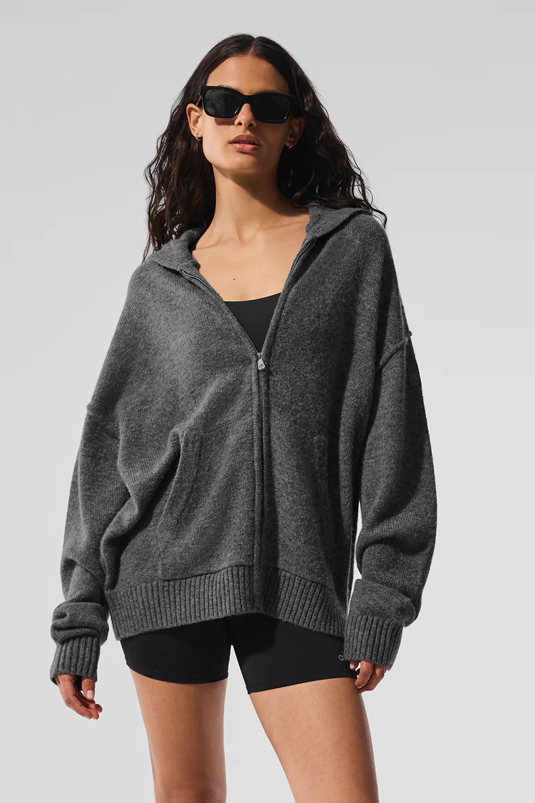 alo New Class Cashmere Full Zip Hoodie - Lulualo