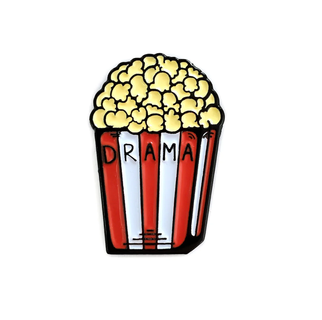 Drama Popcorn enamel pin