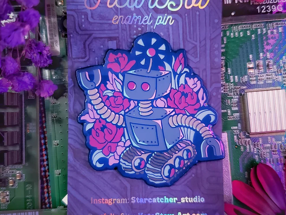 FleurBot enamel pin