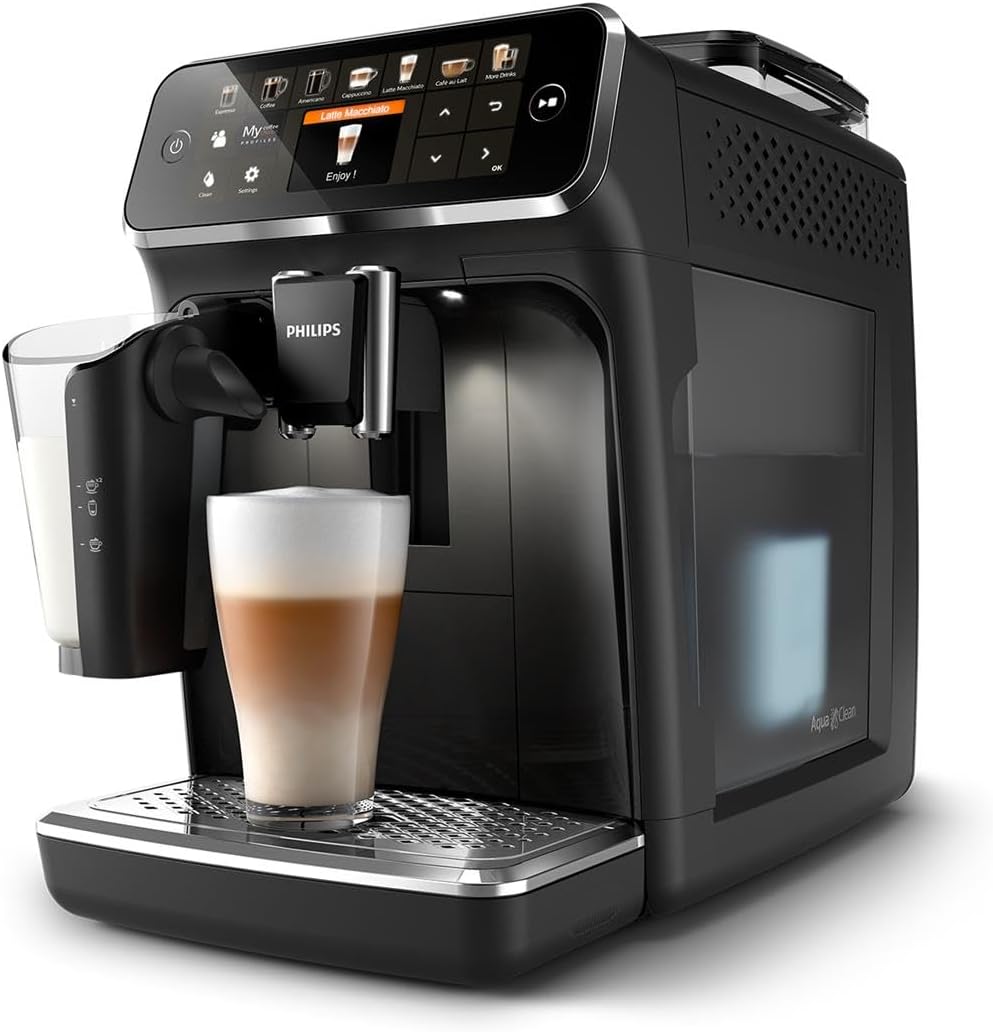 Philips Série 5400 Machine Expresso - Café à Grain - LatteGo Mousseur à Lait, 12 Spécialités de Café, Affichage Intuitif, 4 Profils Utilisateur, Noir (EP5441/50)