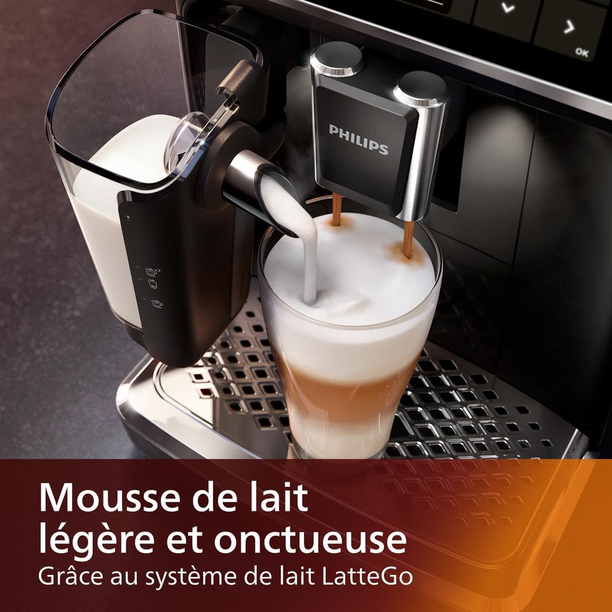 Philips Série 5400 Machine Expresso - Café à Grain - LatteGo Mousseur à Lait, 12 Spécialités de Café, Affichage Intuitif, 4 Profils Utilisateur, Noir (EP5441/50)