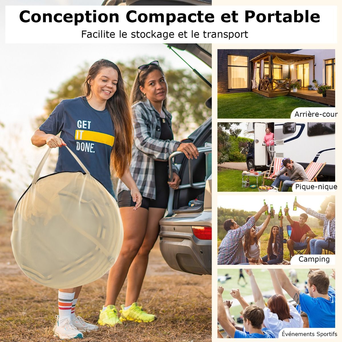 Tente Bulle à Ouverture Instantanée pour 6 à 10 Personnes Tente Dôme d'Extérieur 328 x 328 cm Résistante Aux Intempéries Transparent