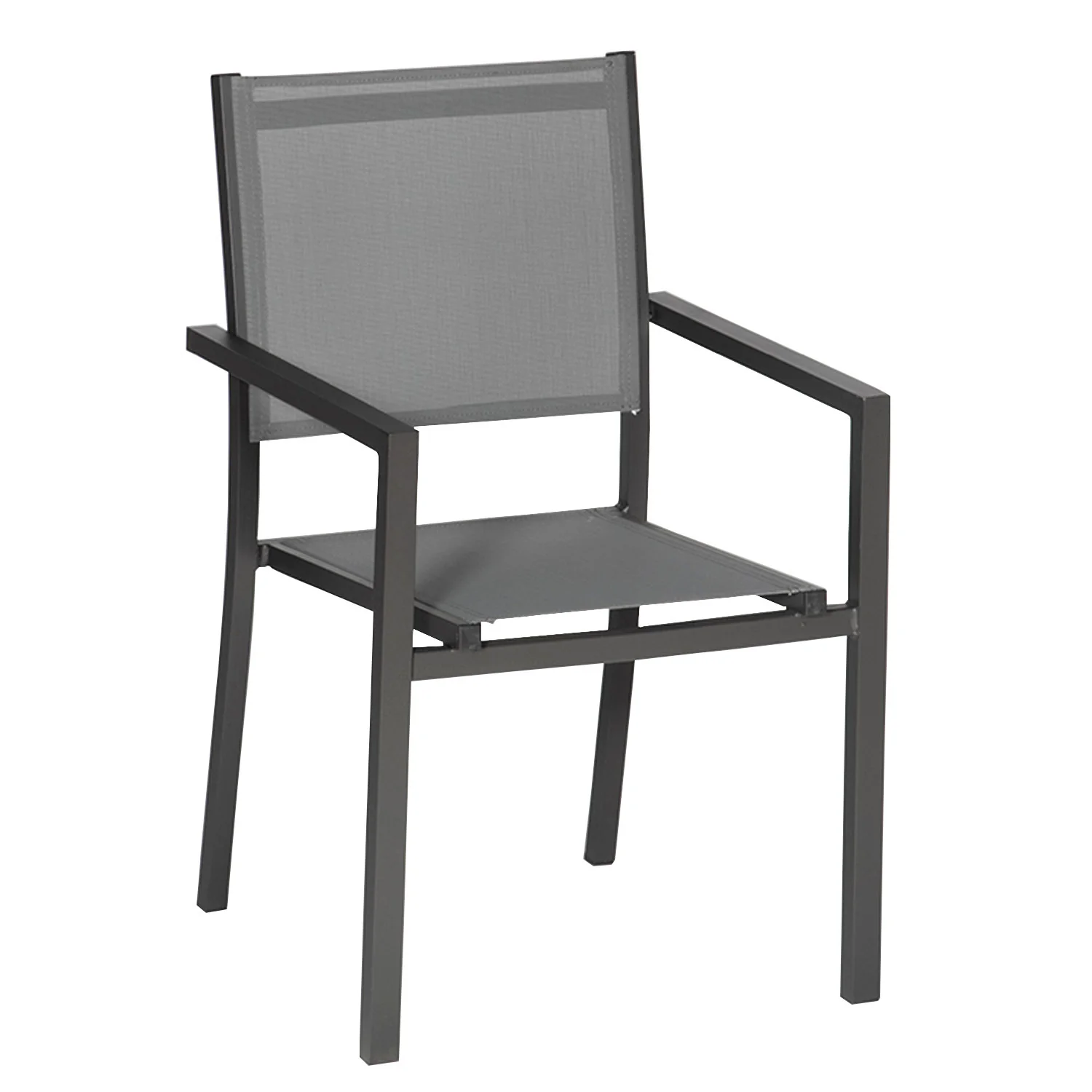 Lot de 8 chaises en aluminium anthracite - textilène gris Happy Garden