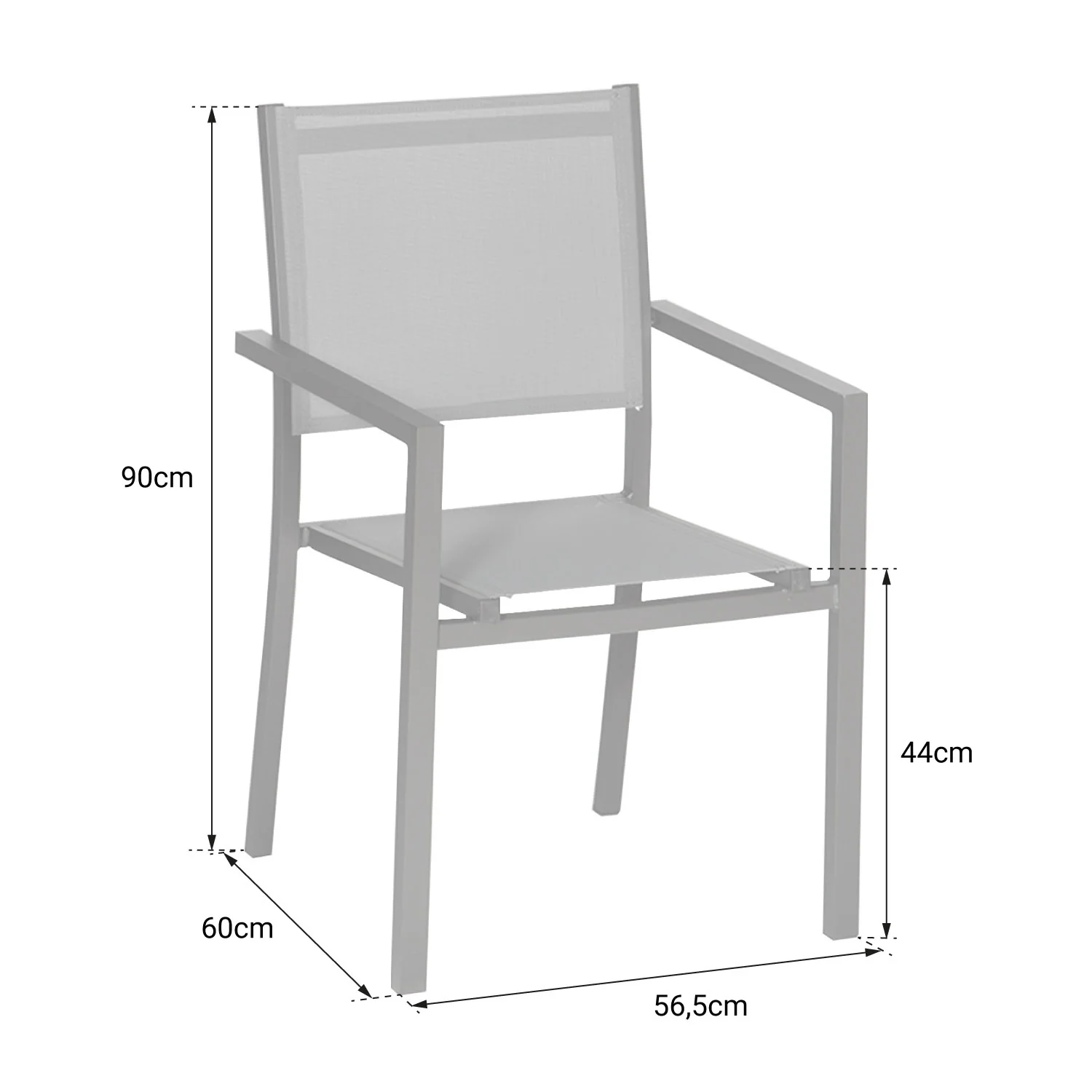 Lot de 8 chaises en aluminium anthracite - textilène gris Happy Garden